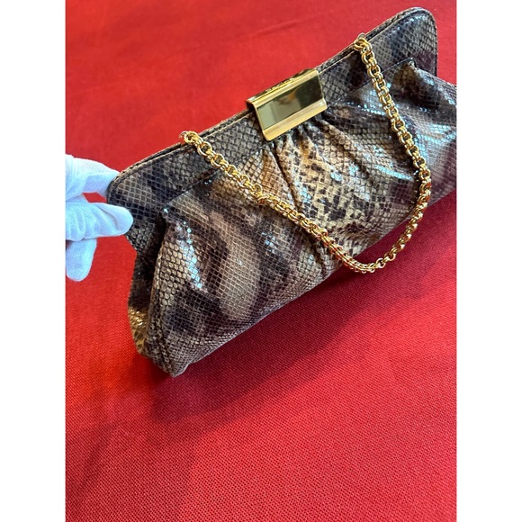 Perlina Python Embossed Leather Shoulder Purse - Picture 5 of 14